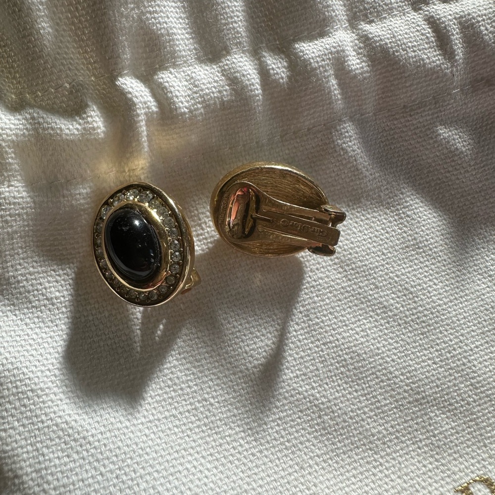 Dior Black and Gold Oval Earrings - Picture 4 of 8